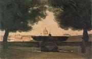camille corot Fountain of the French Academy oil painting reproduction